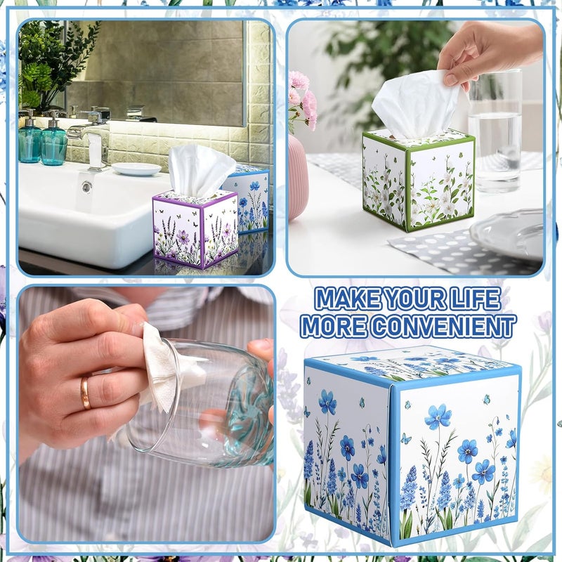 Fourluoo 12 Pack Fall Floral Facial Tissues Cube Boxes 600 Sheets 3 Ply Small Square Wildflowers Face Tissues Bulk for Autumn Car Bedroom Supplies - Image 5